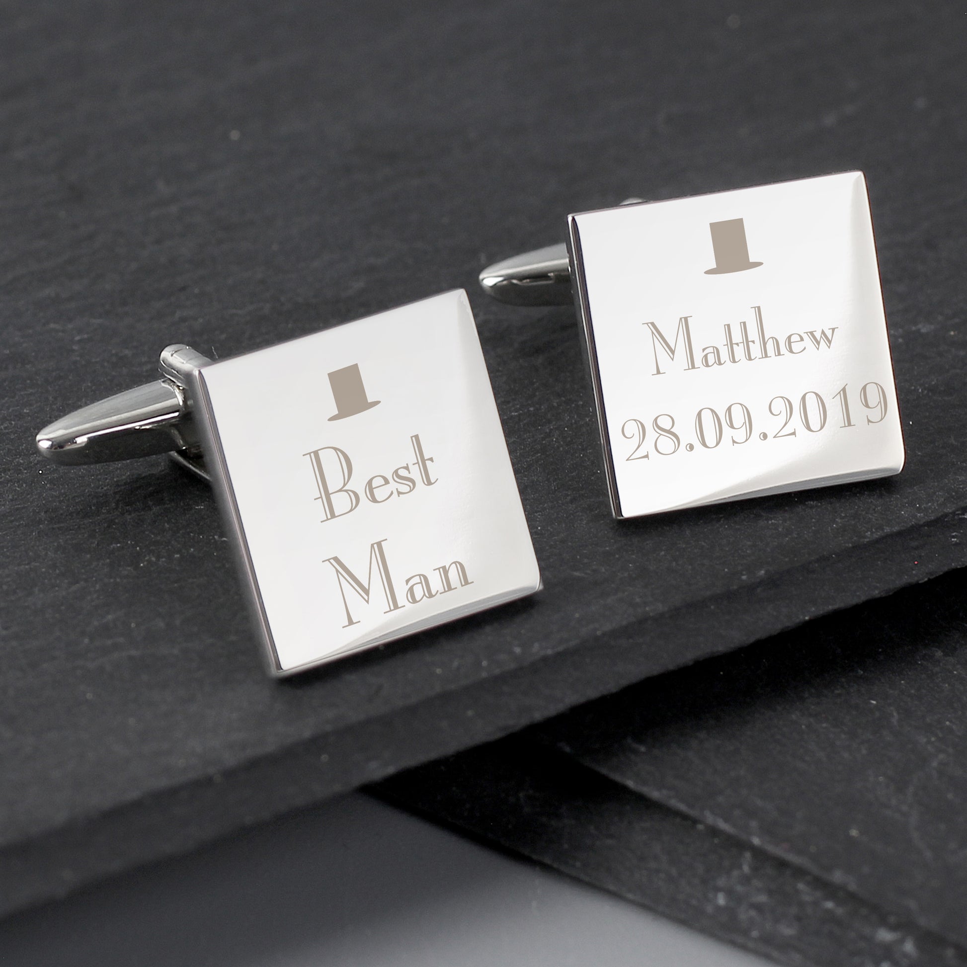 Personalised Decorative Wedding Best Man Square Cufflinks - MK&JD Gifts