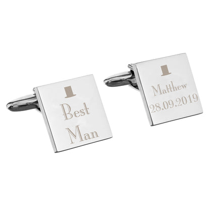 Personalised Decorative Wedding Best Man Square Cufflinks - MK&JD Gifts