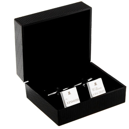 Personalised Decorative Wedding Groom Square Cufflinks - MK&JD Gifts