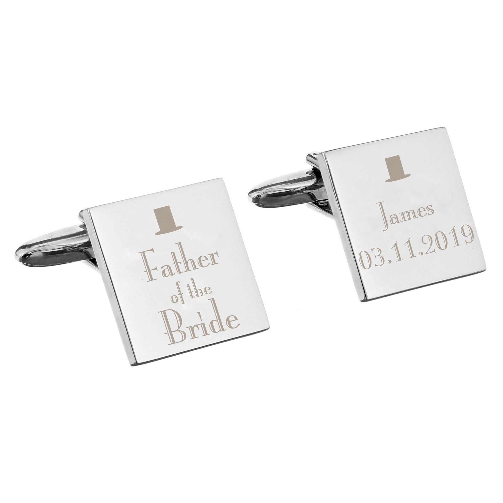 Personalised Decorative Wedding Father of the Bride Square Cufflinks - MK&JD Gifts