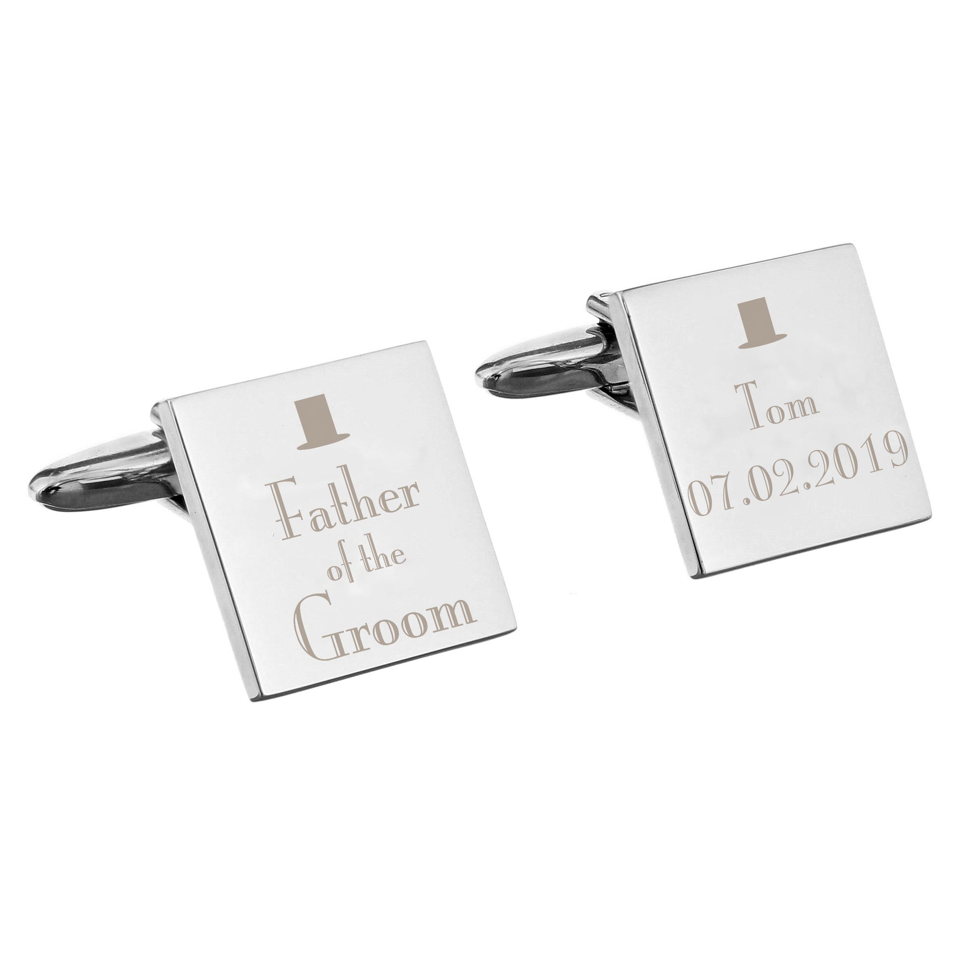 Personalised Decorative Wedding Father of the Groom Square Cufflinks - MK&JD Gifts