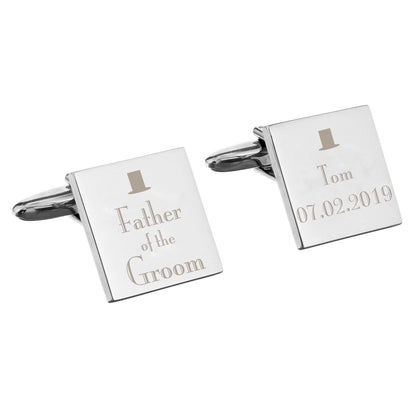 Personalised Decorative Wedding Father of the Groom Square Cufflinks - MK&JD Gifts