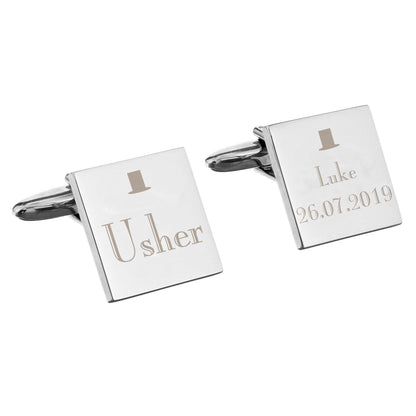 Personalised Decorative Wedding Usher Square Cufflinks - MK&JD Gifts