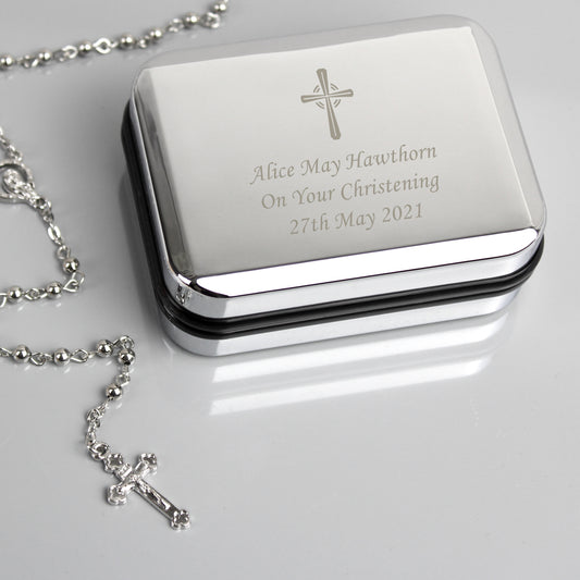 Personalised Rosary Beads and Cross Trinket Box - MK&JD Gifts