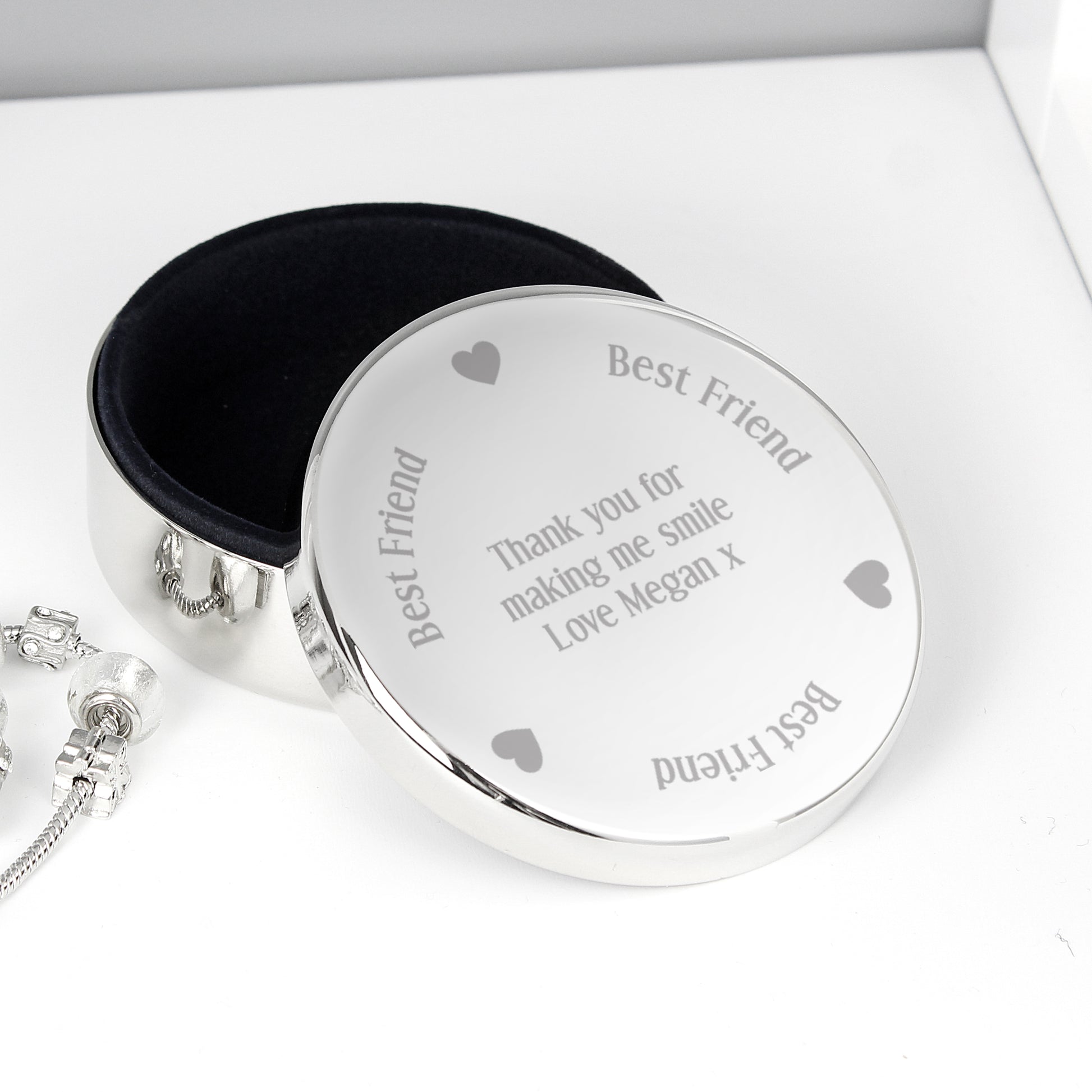 Personalised Best Friend Round Trinket Box - MK&JD Gifts