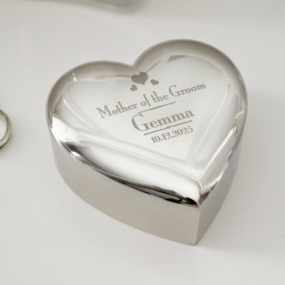 Personalised Decorative Wedding Mother of the Groom Heart Trinket Box - MK&JD Gifts