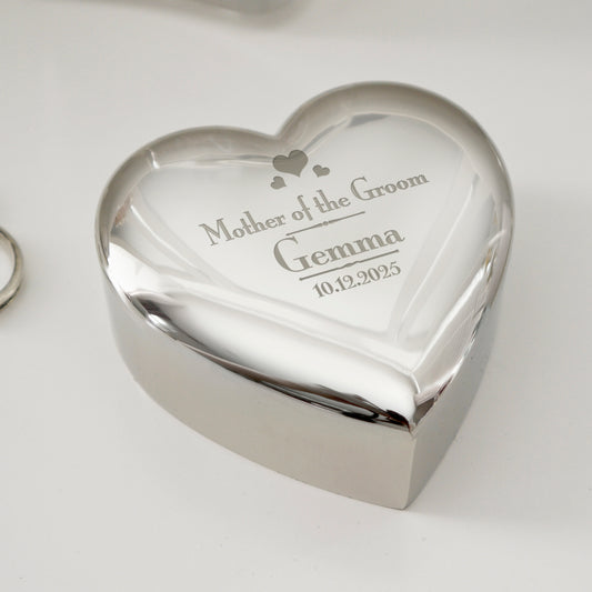 Personalised Decorative Wedding Mother of the Groom Heart Trinket Box - MK&JD Gifts