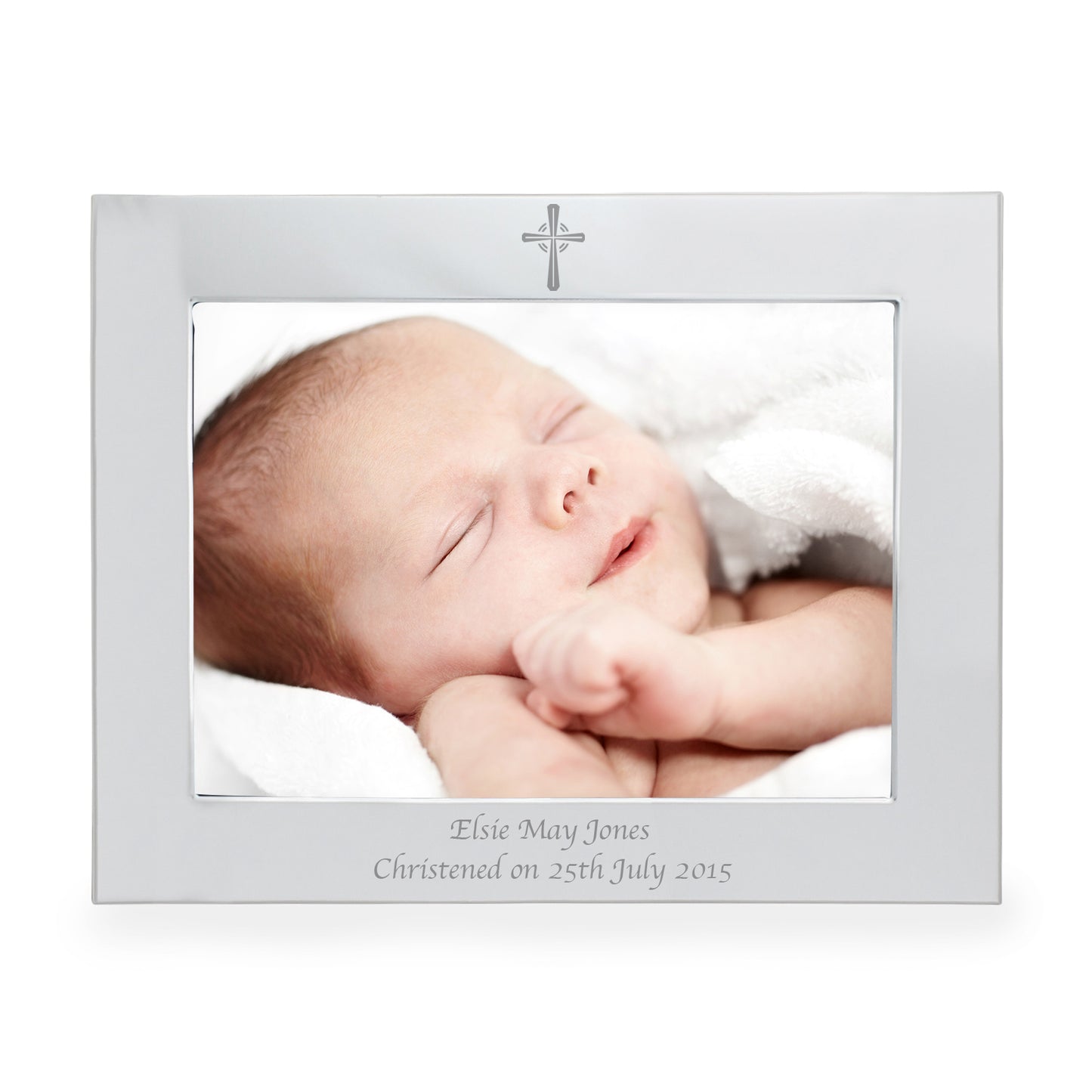 Personalised Silver 5x7 Landscape Cross Photo Frame - MK&JD Gifts