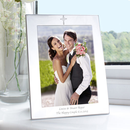 Personalised Silver 5x7 Cross Photo Frame - MK&JD Gifts