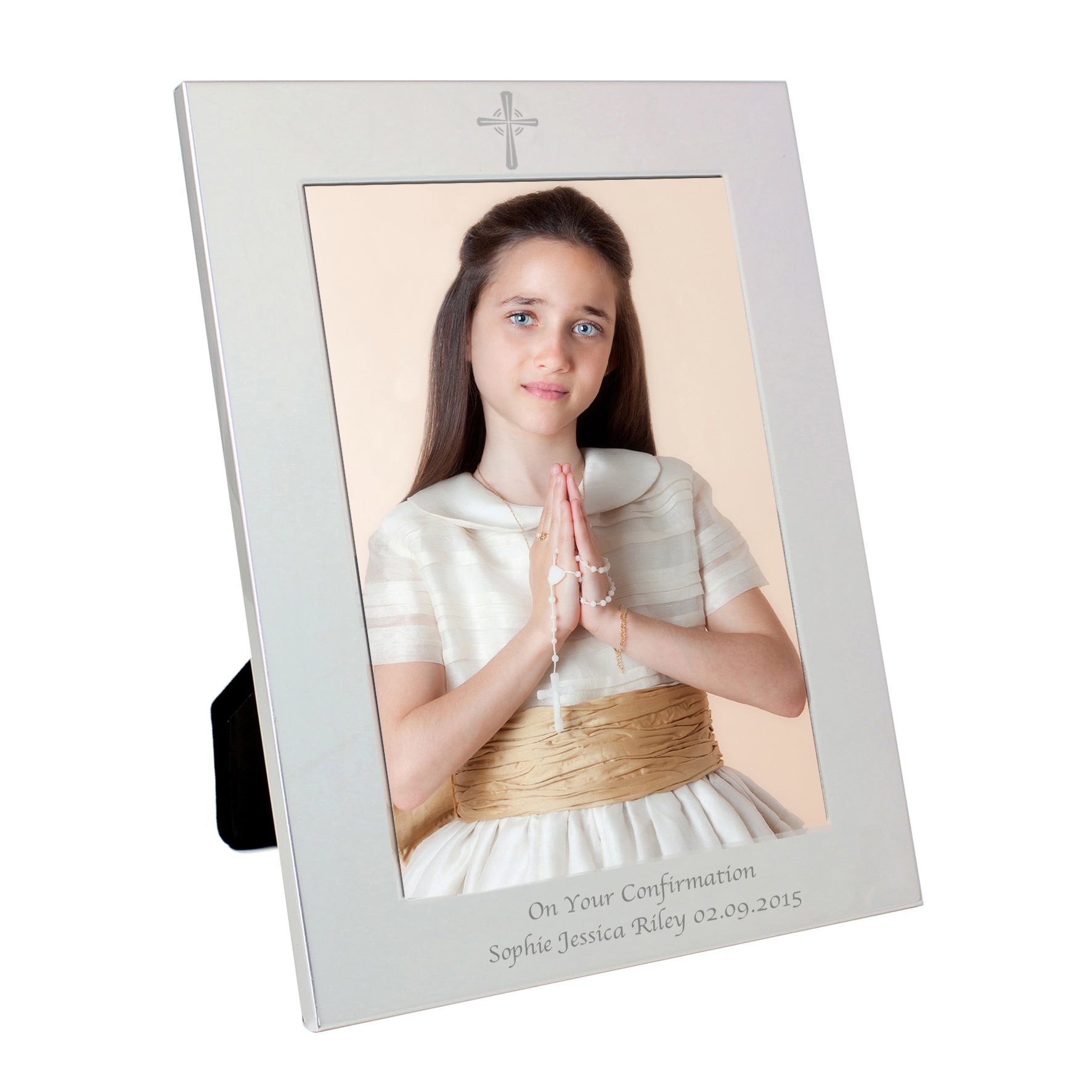 Personalised Silver 5x7 Cross Photo Frame - MK&JD Gifts