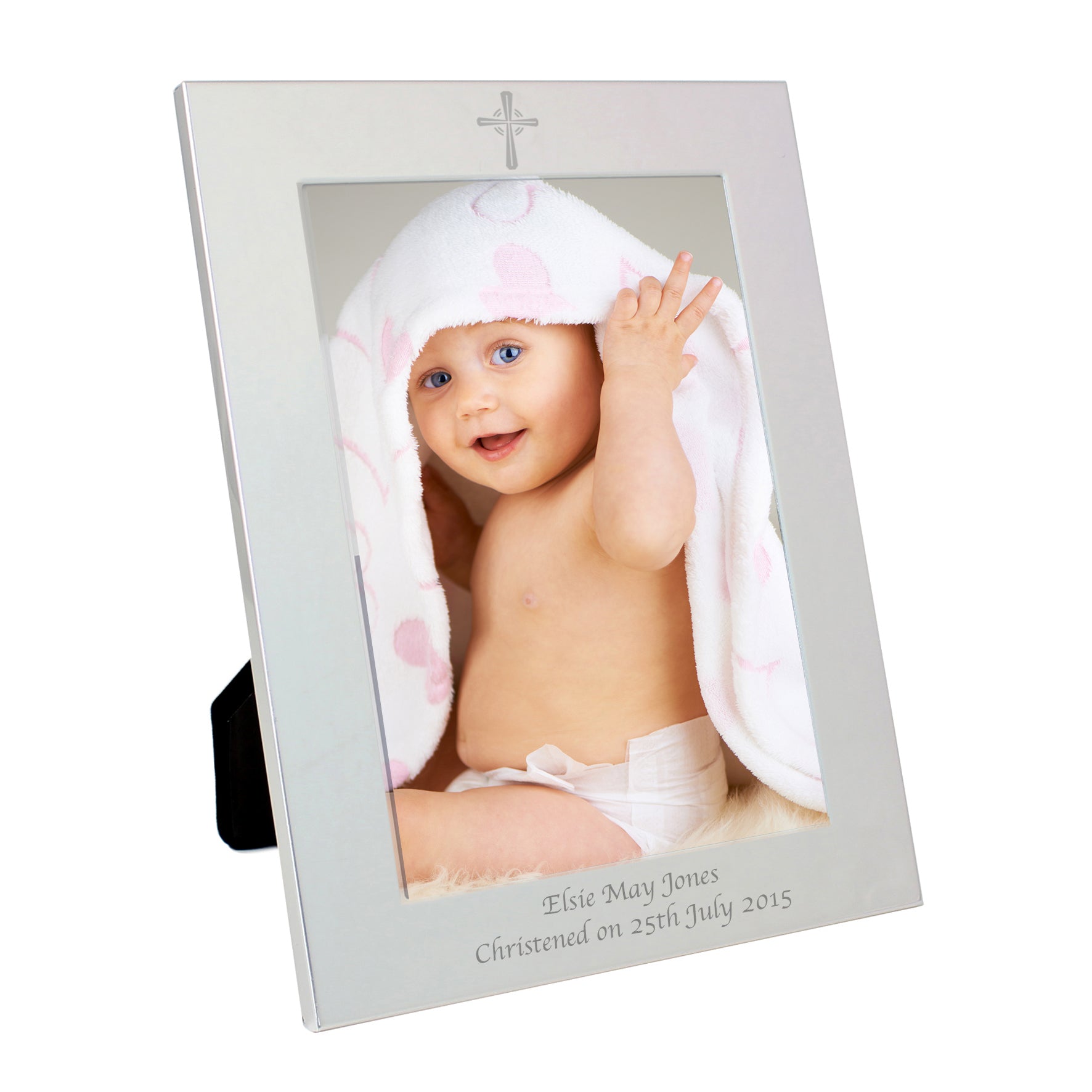 Personalised Silver 5x7 Cross Photo Frame - MK&JD Gifts