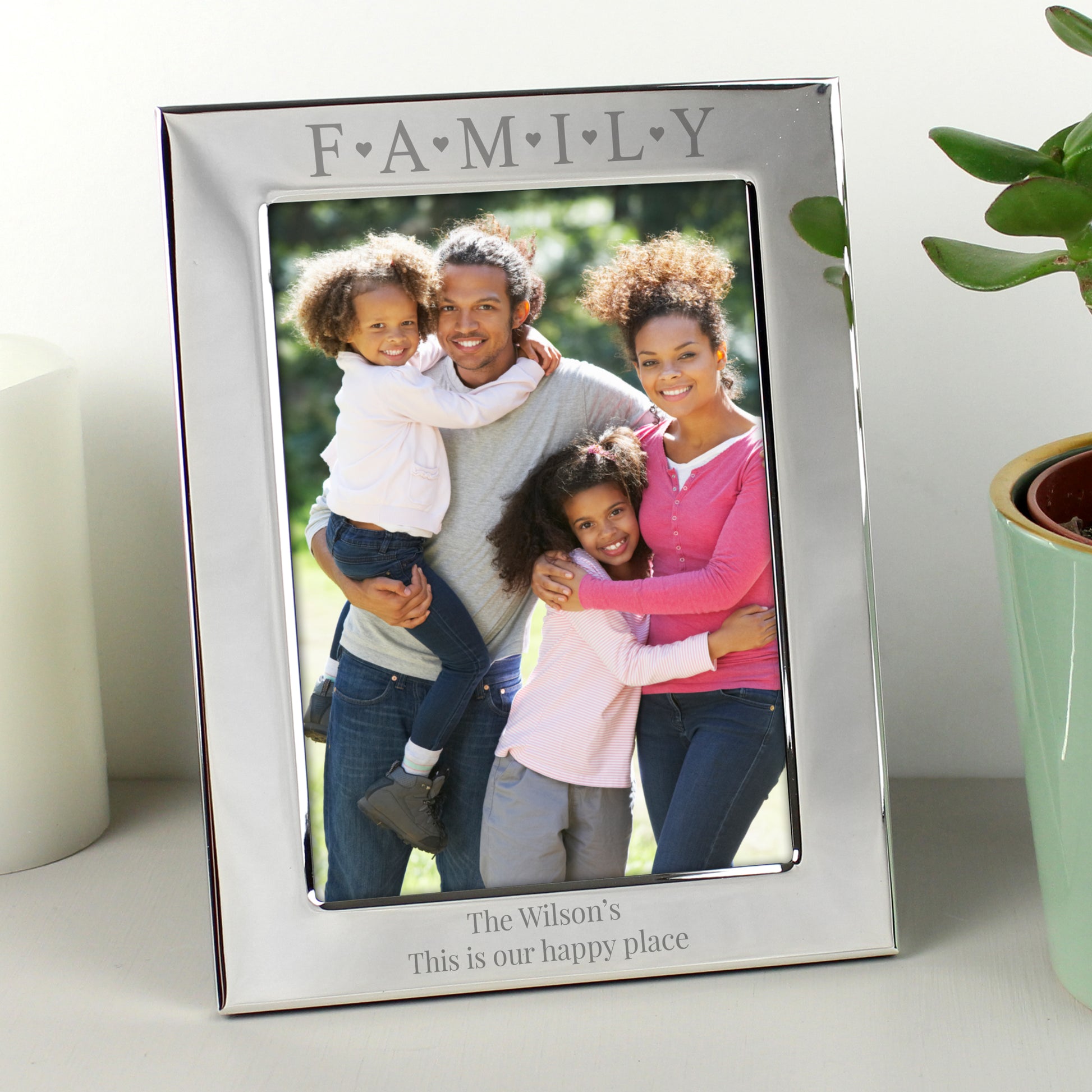 Personalised Silver 5x7 Family & Hearts Photo Frame - MK&JD Gifts