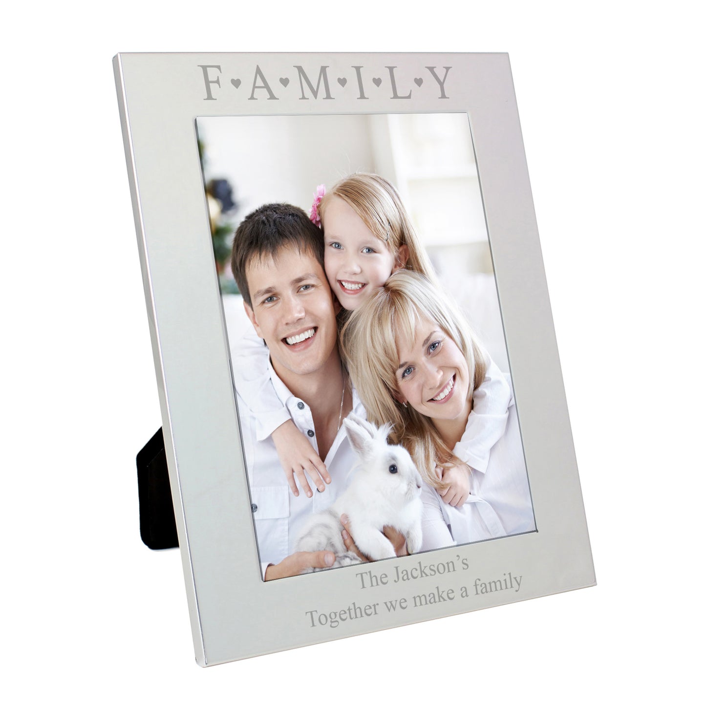 Personalised Silver 5x7 Family & Hearts Photo Frame - MK&JD Gifts