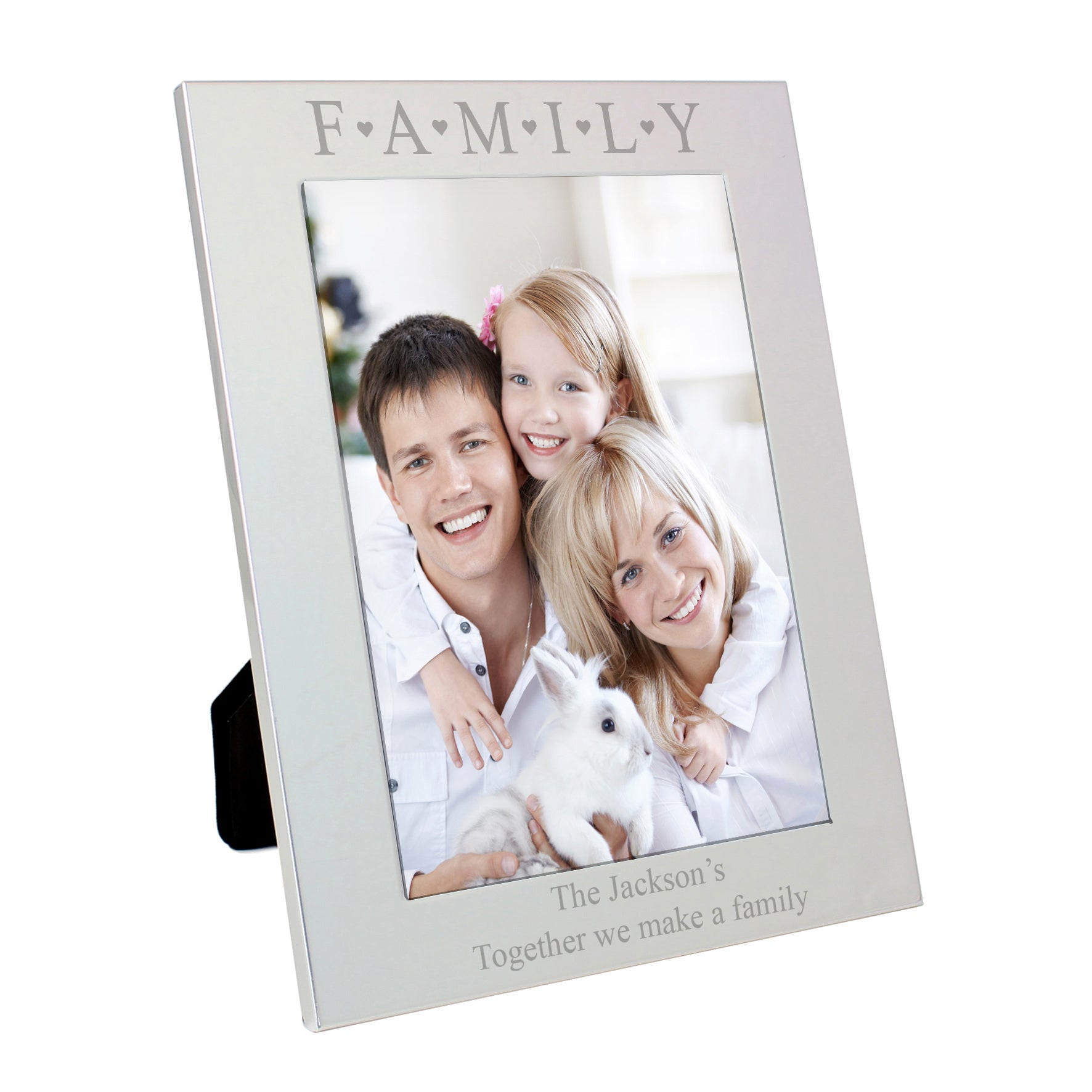 Personalised Silver 5x7 Family & Hearts Photo Frame - MK&JD Gifts