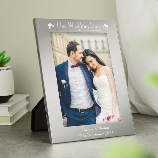 Personalised Silver 5x7 Decorative Our Wedding Day Photo Frame - MK&JD Gifts