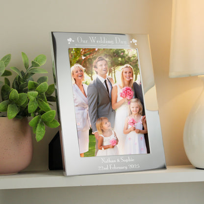 Personalised Silver 5x7 Decorative Our Wedding Day Photo Frame - MK&JD Gifts