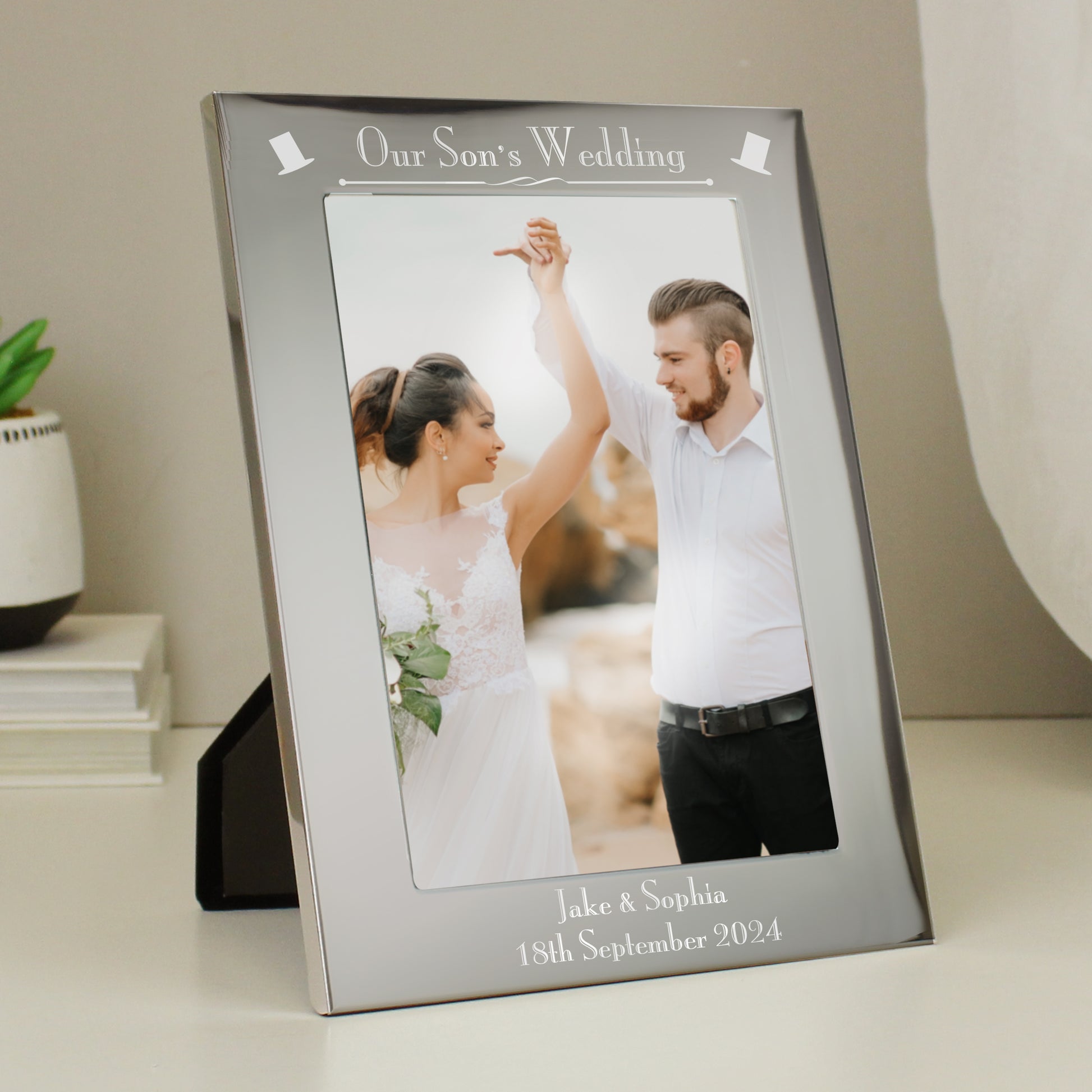 Personalised Silver 5x7 Decorative Our Sons Wedding Photo Frame - MK&JD Gifts