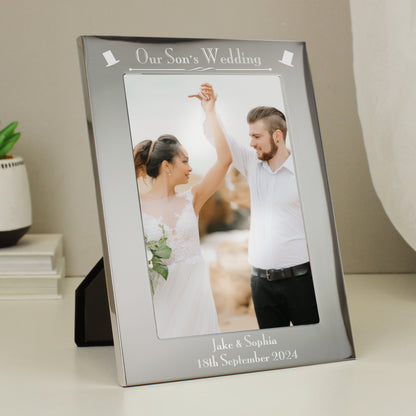 Personalised Silver 5x7 Decorative Our Sons Wedding Photo Frame - MK&JD Gifts