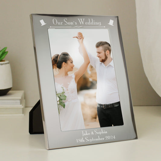 Personalised Silver 5x7 Decorative Our Sons Wedding Photo Frame - MK&JD Gifts