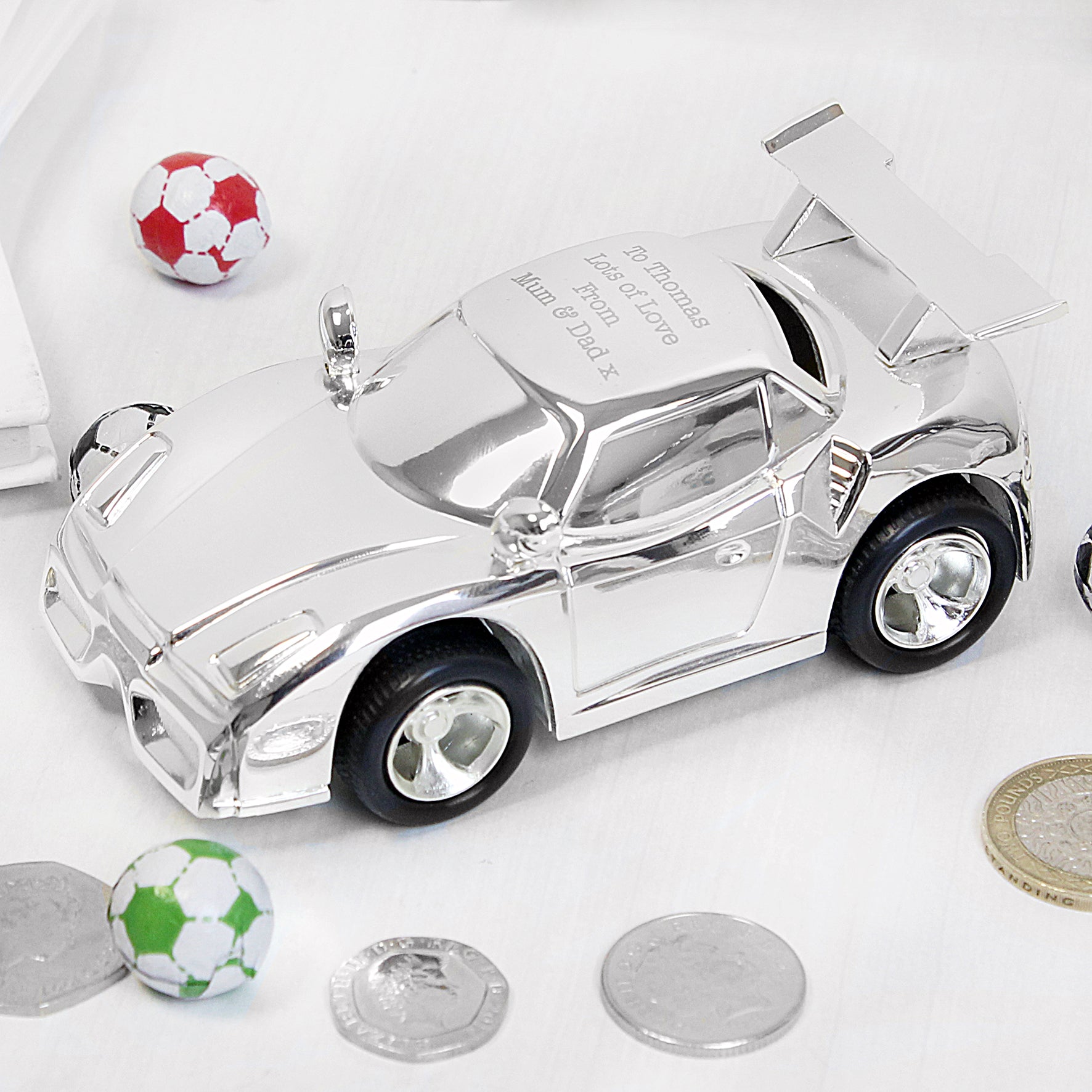 Personalised Racing Car Money Box - MK&JD Gifts