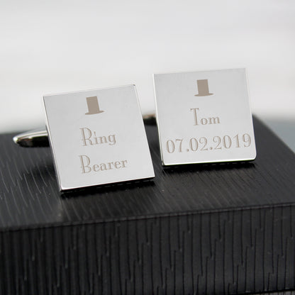 Personalised Decorative Wedding Any Role Square Cufflinks - MK&JD Gifts
