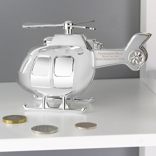 Personalised Helicopter Money Box - MK&JD Gifts