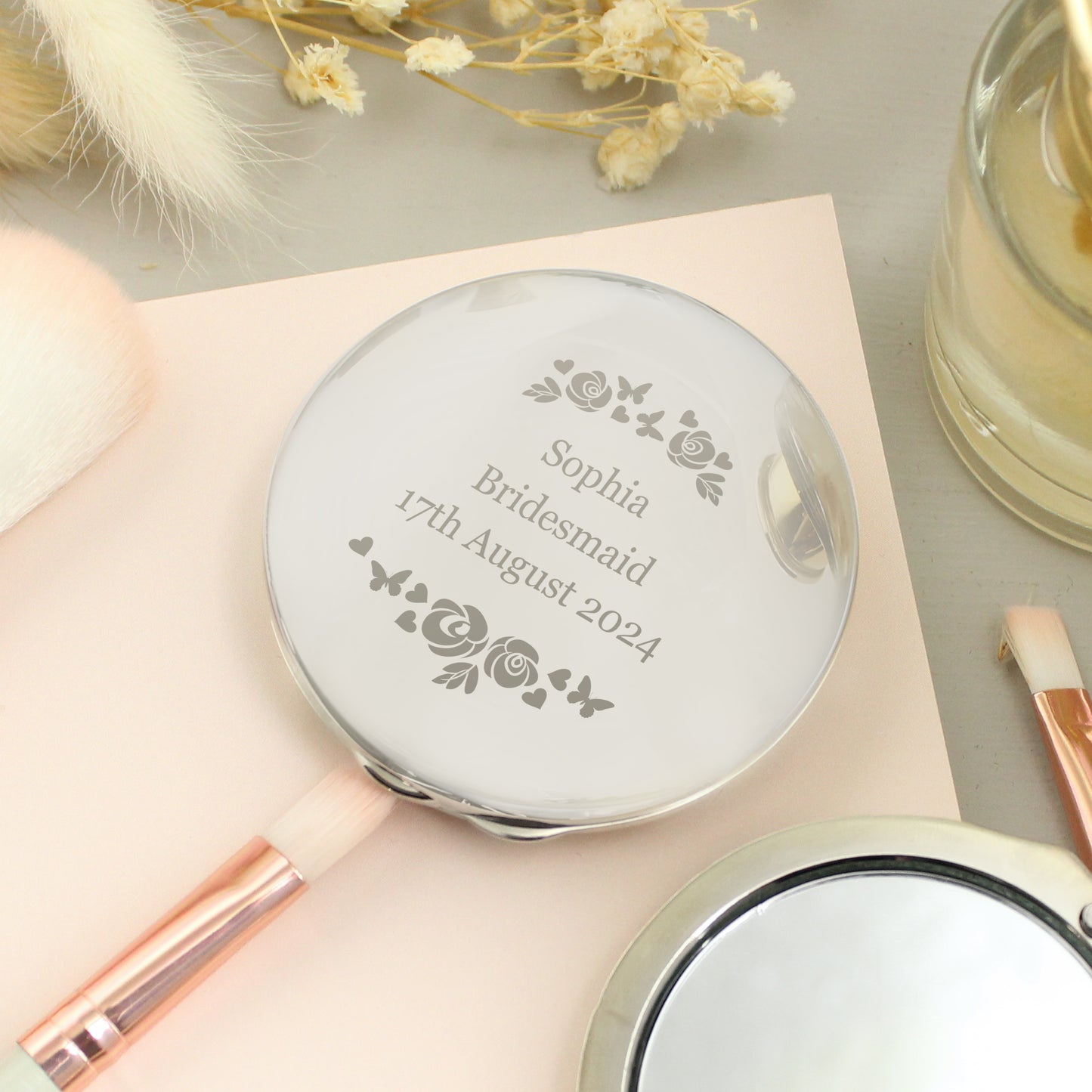 Personalised Vintage Rose Compact Mirror