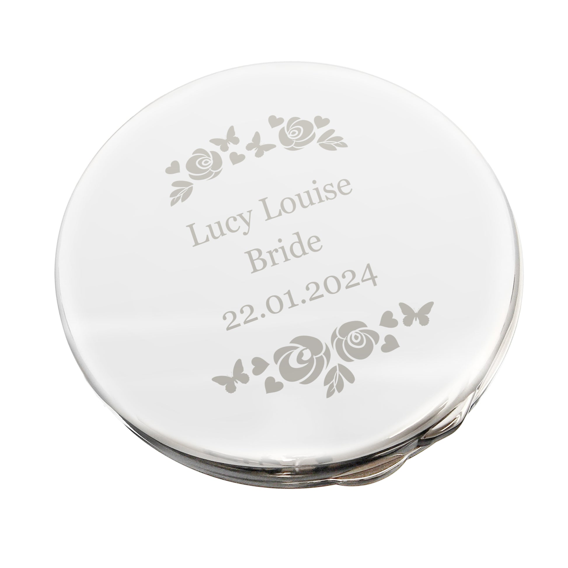 Personalised Vintage Rose Compact Mirror - MK&JD Gifts