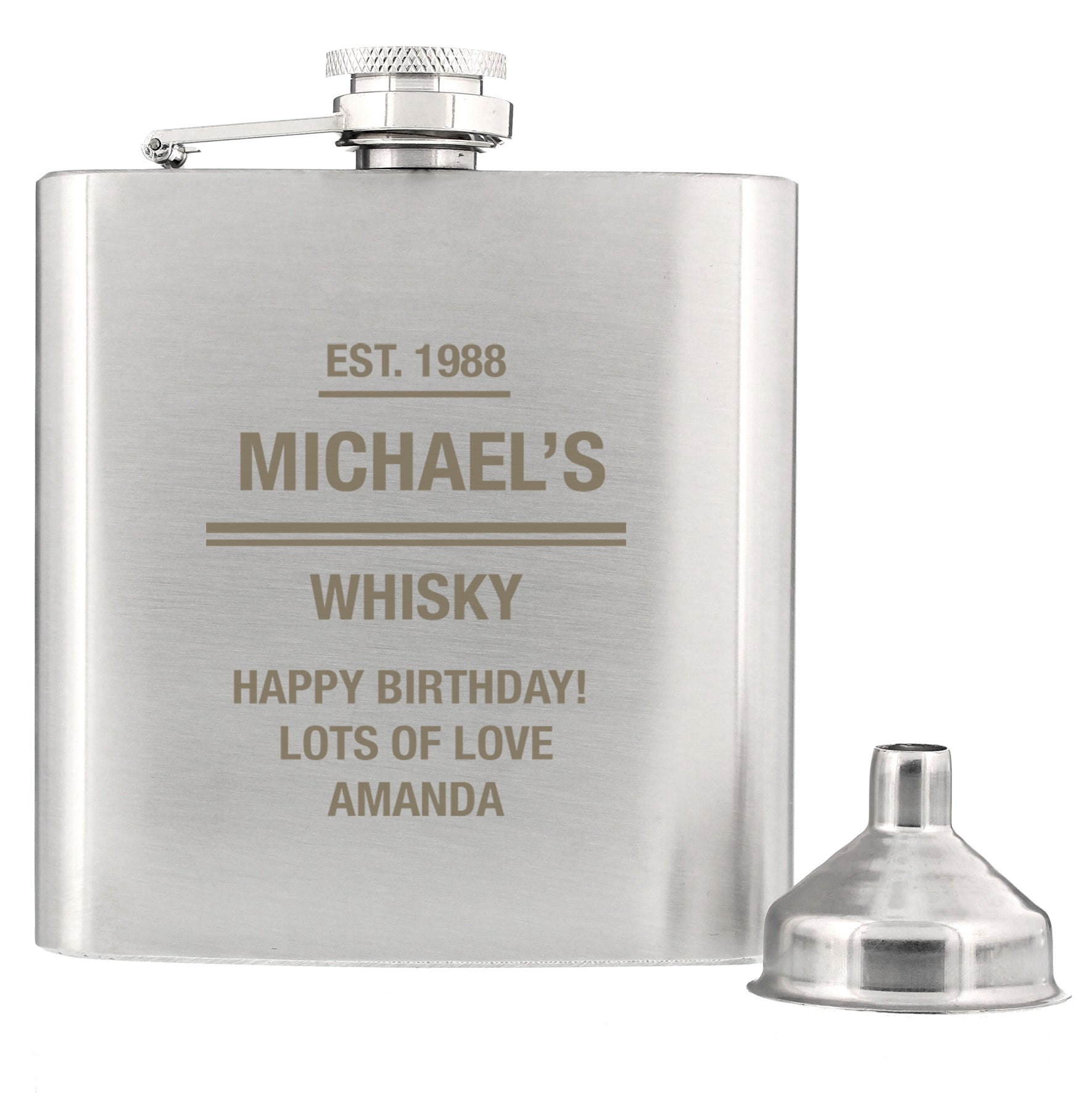 Personalised Any Message Stainless Steel Hip Flask - MK&JD Gifts
