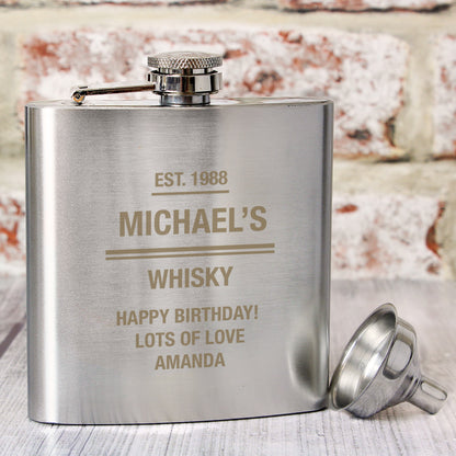 Personalised Any Message Stainless Steel Hip Flask - MK&JD Gifts