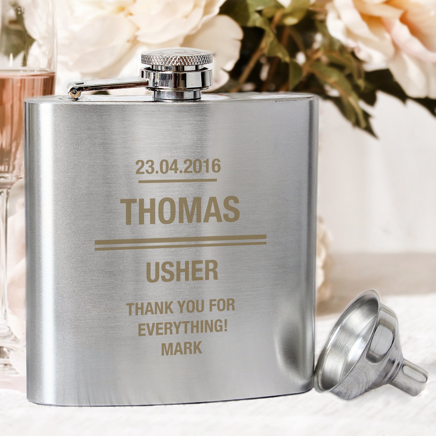 Personalised Any Message Stainless Steel Hip Flask - MK&JD Gifts