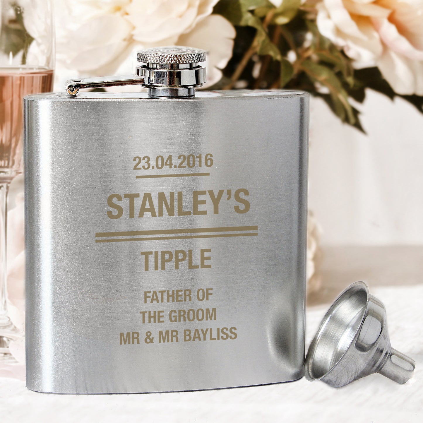 Personalised Any Message Stainless Steel Hip Flask - MK&JD Gifts