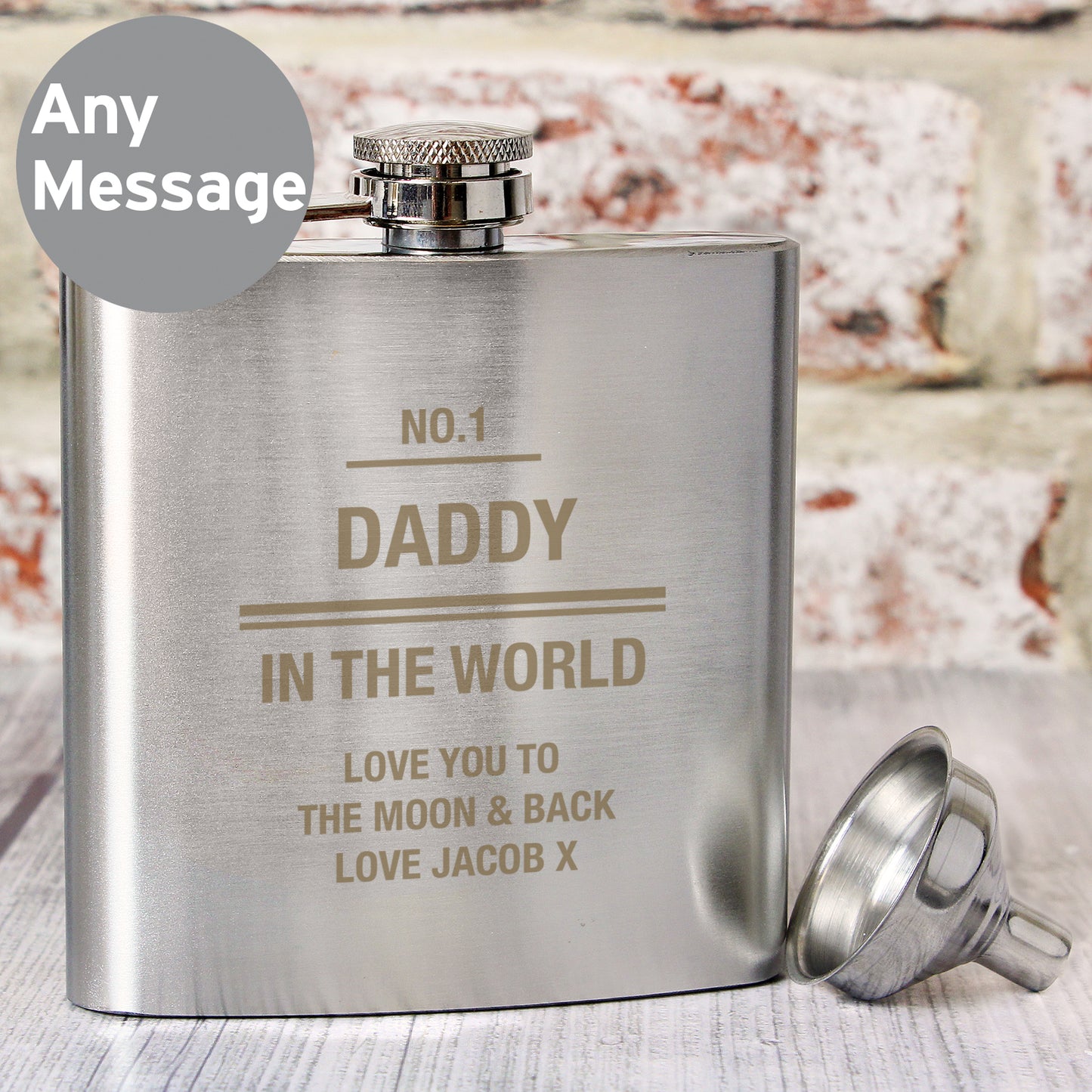 Personalised Any Message Stainless Steel Hip Flask - MK&JD Gifts
