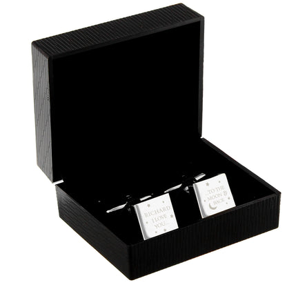 Personalised To the Moon and Back Square Cufflinks - MK&JD Gifts