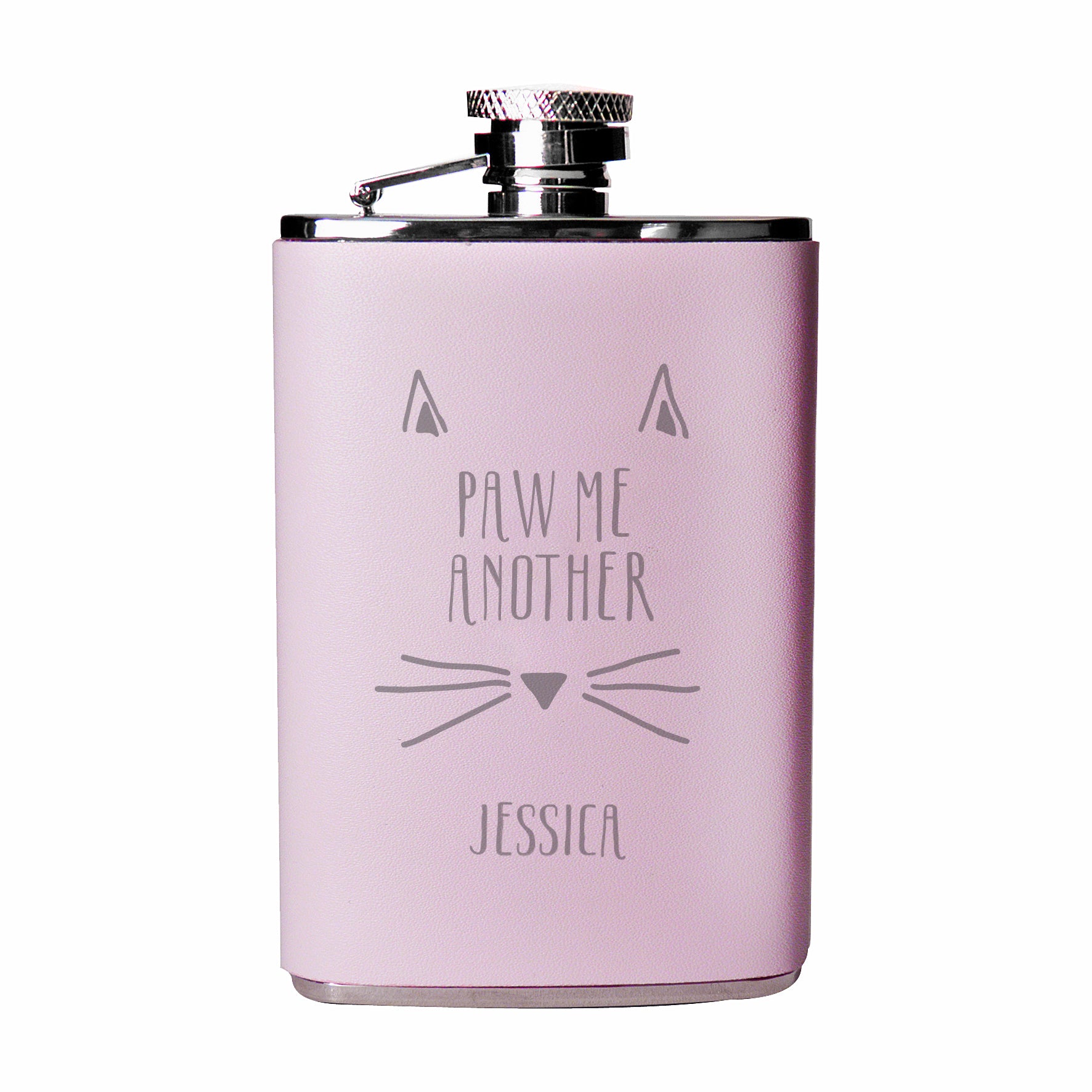 Personalised Paw Me Another Pink Hip Flask - MK&JD Gifts