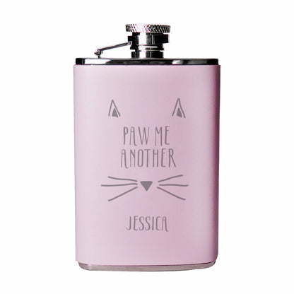 Personalised Paw Me Another Pink Hip Flask - MK&JD Gifts