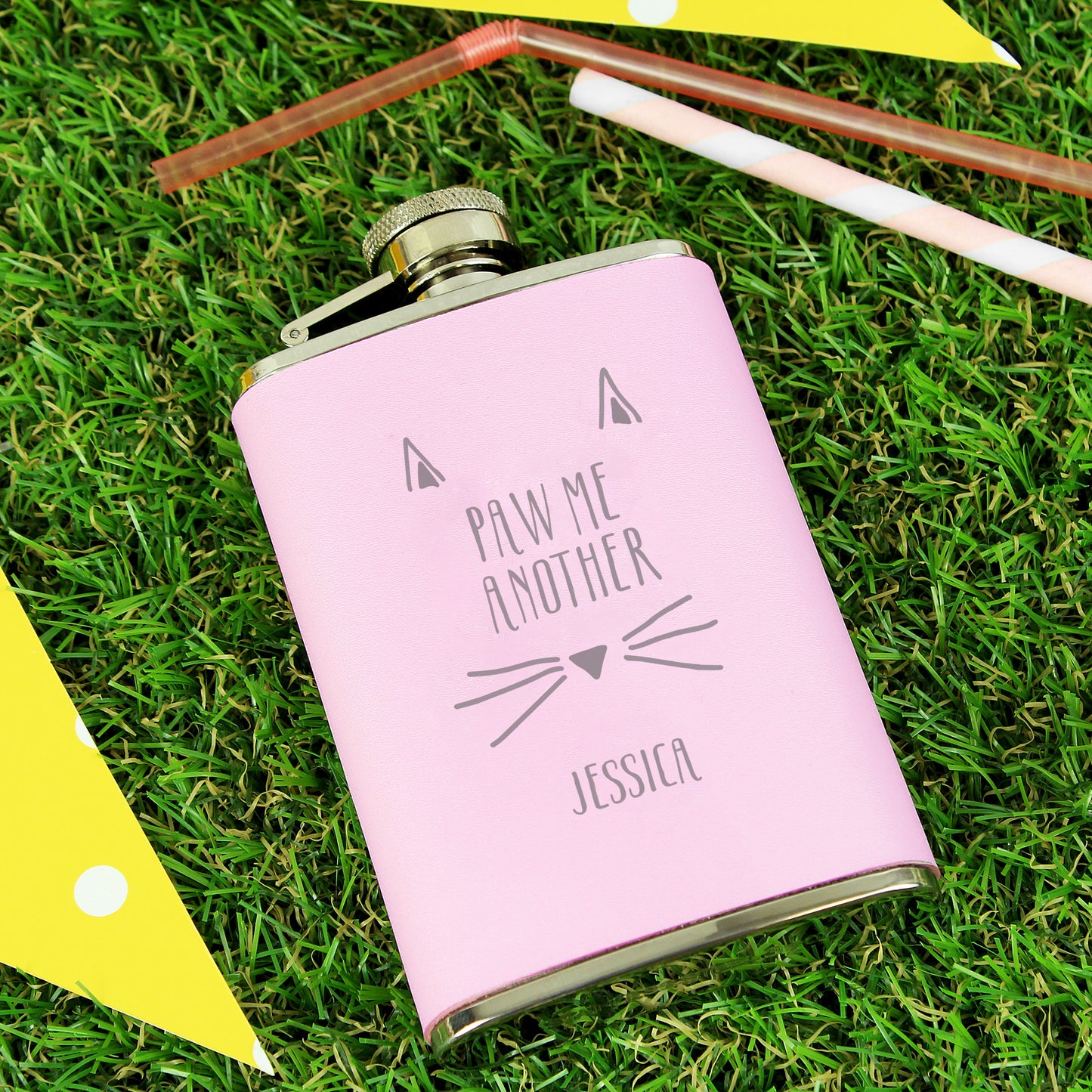 Personalised Paw Me Another Pink Hip Flask - MK&JD Gifts