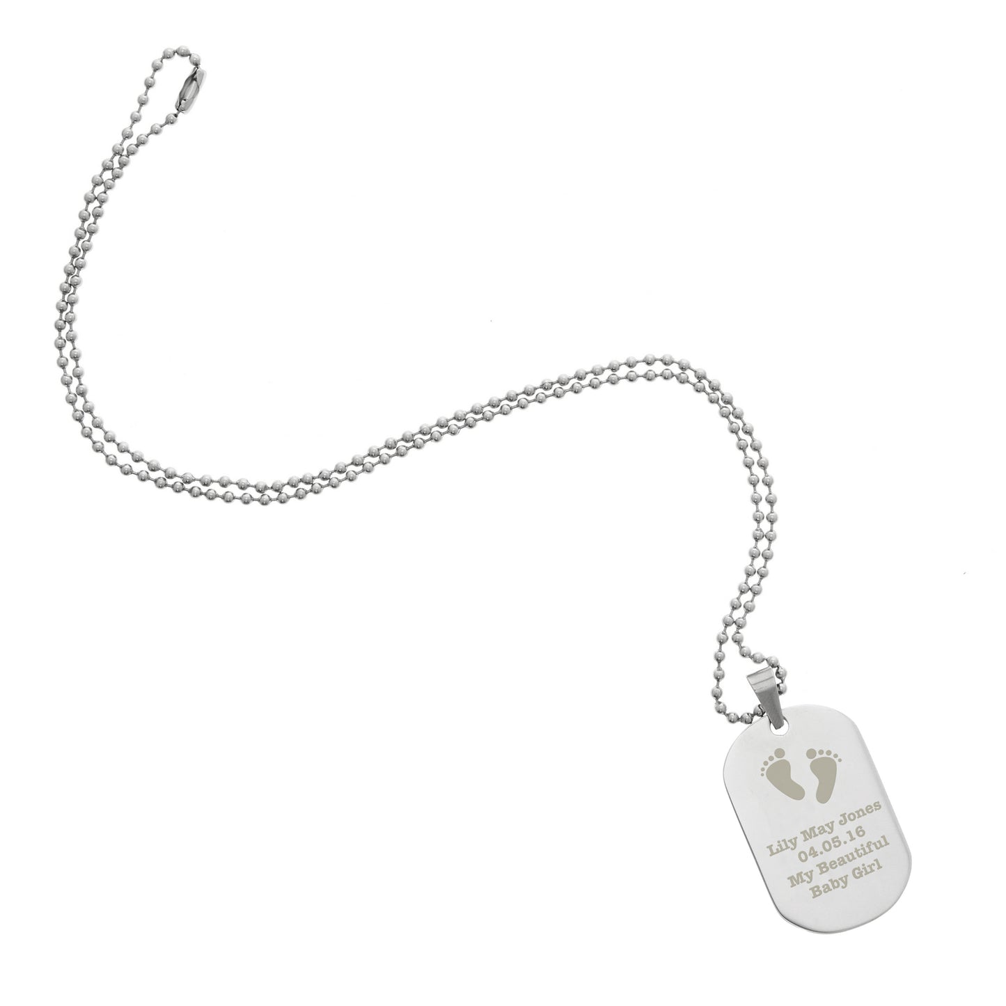Personalised Footprints Stainless Steel Dog Tag Necklace - MK&JD Gifts