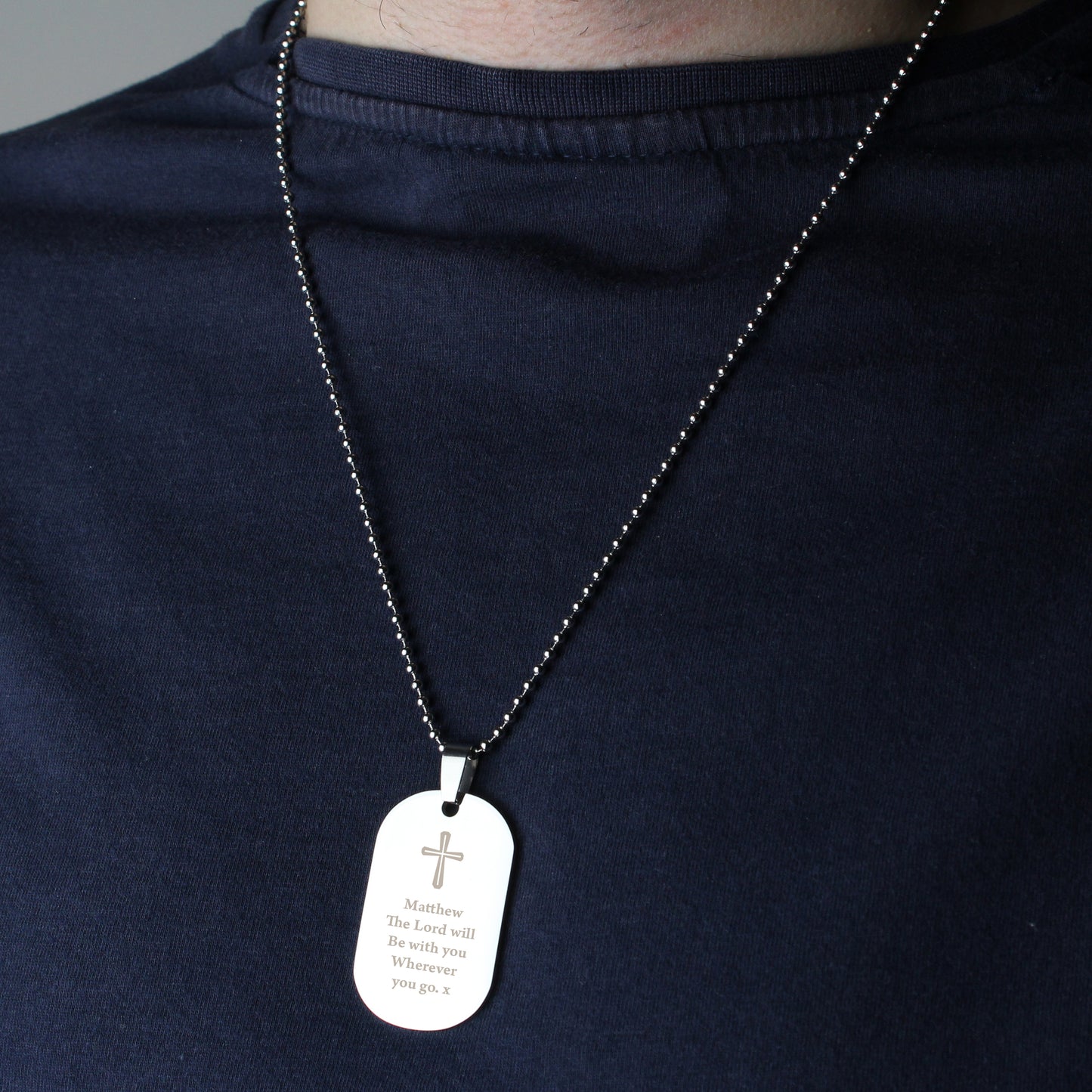 Personalised Cross Stainless Steel Dog Tag Necklace - MK&JD Gifts