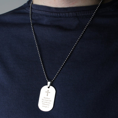 Personalised Cross Stainless Steel Dog Tag Necklace - MK&JD Gifts