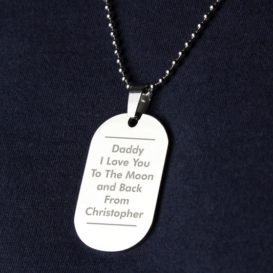 Personalised Classic Stainless Steel Dog Tag Necklace - MK&JD Gifts