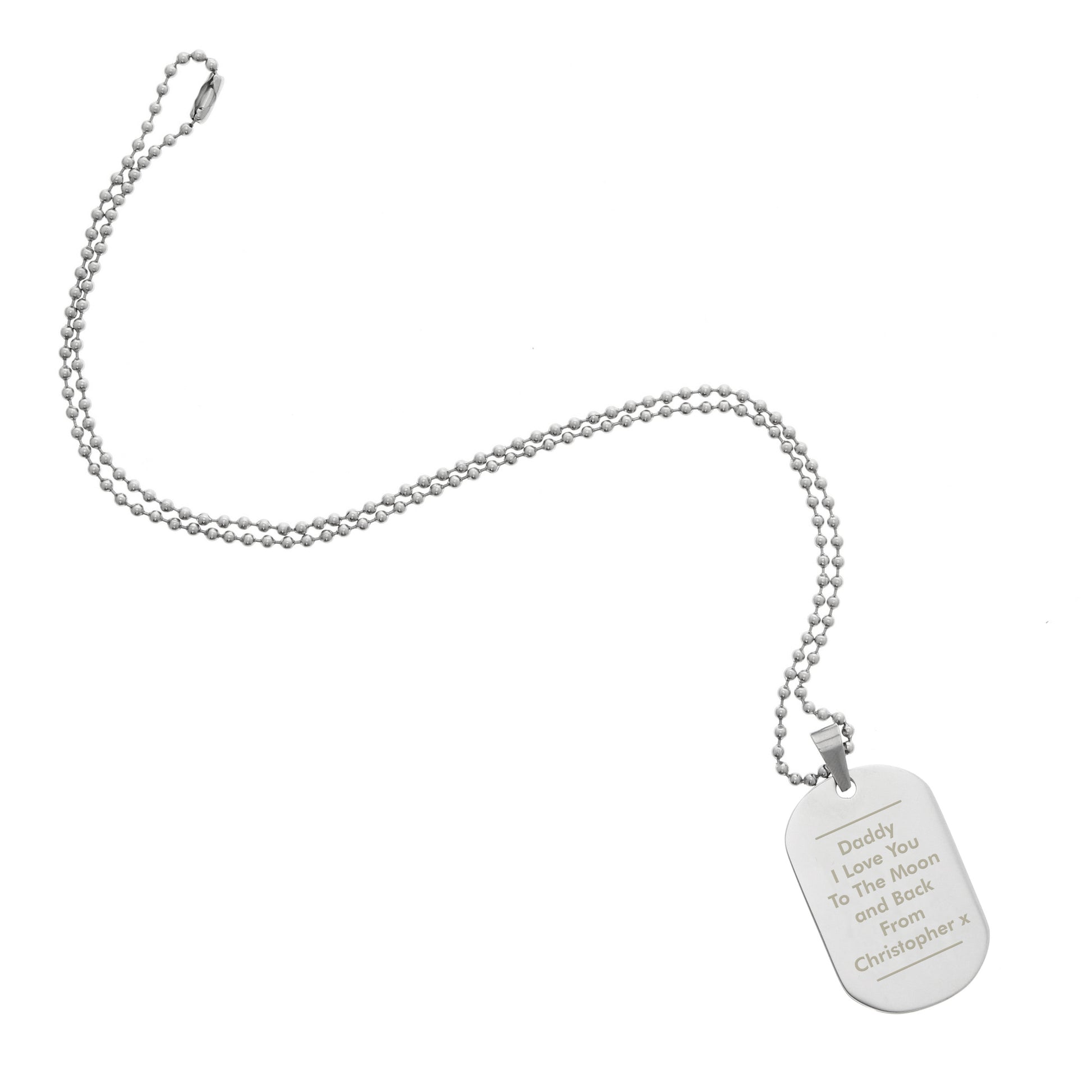 Personalised Classic Stainless Steel Dog Tag Necklace - MK&JD Gifts