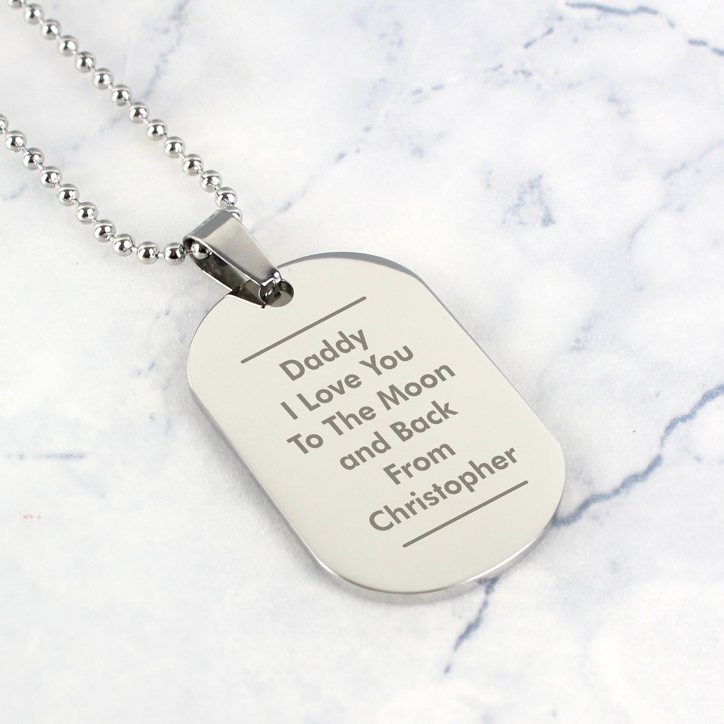 Personalised Classic Stainless Steel Dog Tag Necklace - MK&JD Gifts