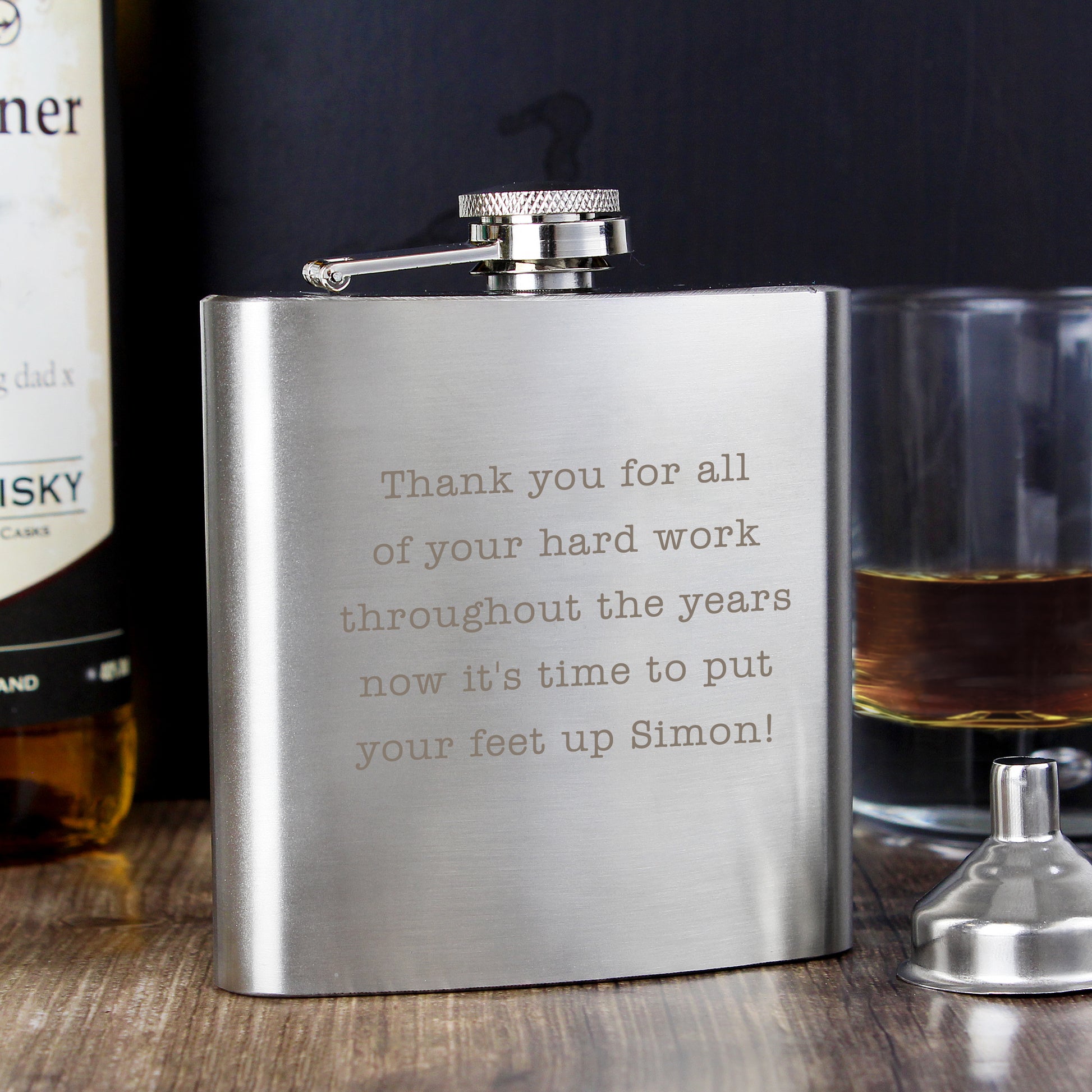 Personalised Any Message Stainless Steel Hip Flask - MK&JD Gifts