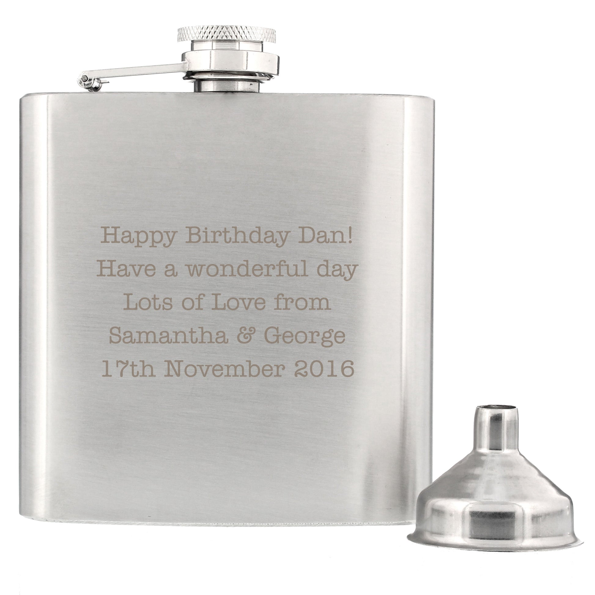 Personalised Any Message Stainless Steel Hip Flask - MK&JD Gifts