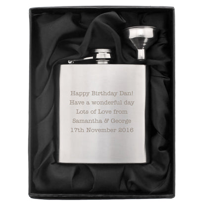 Personalised Any Message Stainless Steel Hip Flask - MK&JD Gifts