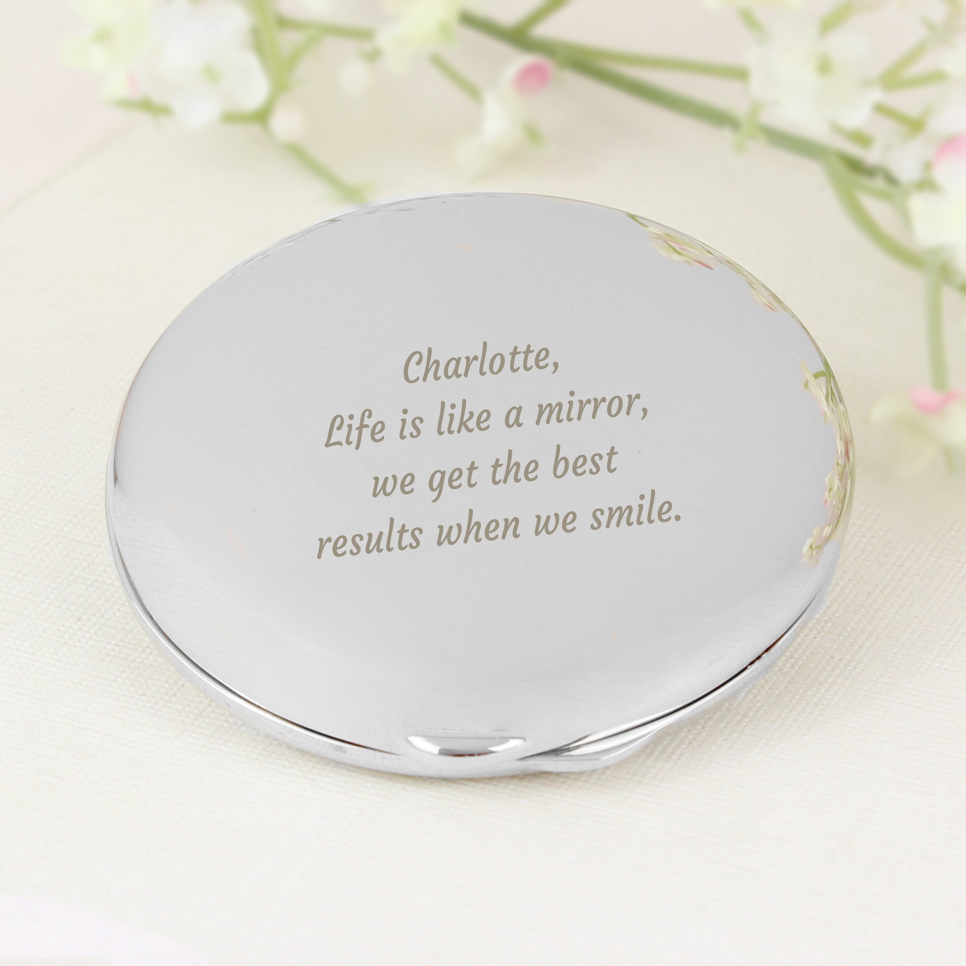 Personalised Any Message Compact Mirror - MK&JD Gifts