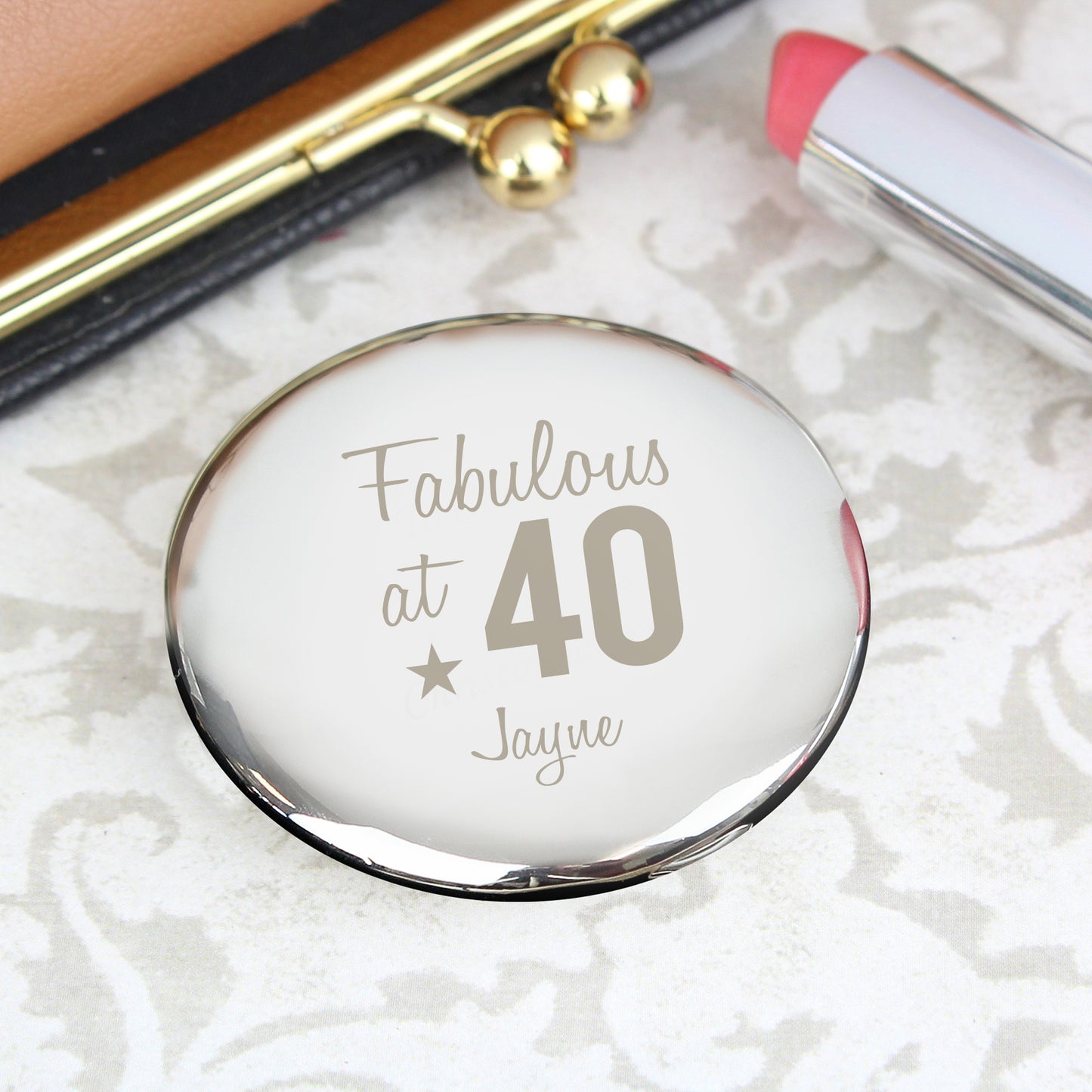 Personalised Fabulous Birthday Big Age Compact Mirror - MK&JD Gifts