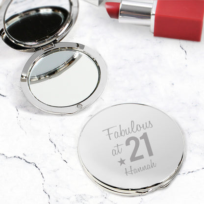Personalised Fabulous Birthday Big Age Compact Mirror - MK&JD Gifts