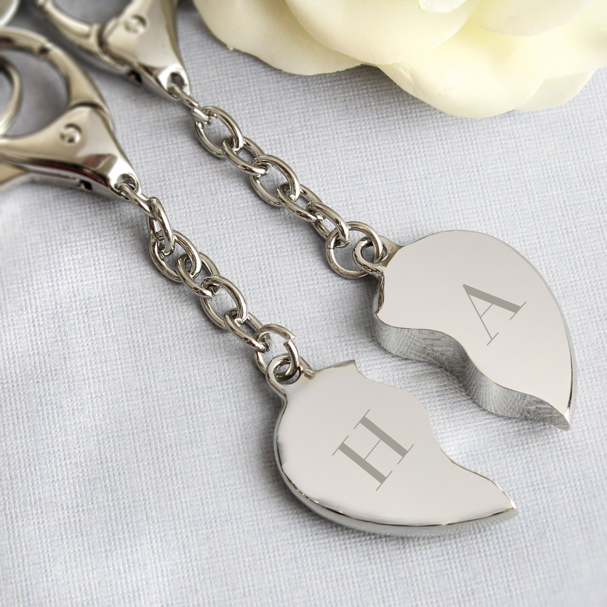 Personalised Initials Two Hearts Keyring - MK&JD Gifts